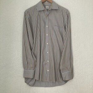 Peter Millar Shirt Mens L Long Sleeve Button Up Check Plaid Preppy‎ Office Dad